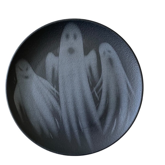 Grammercy Studio Halloween Ghost Salad Plates 8in Matte Black Set of 4 New 👻 - Picture 3 of 6